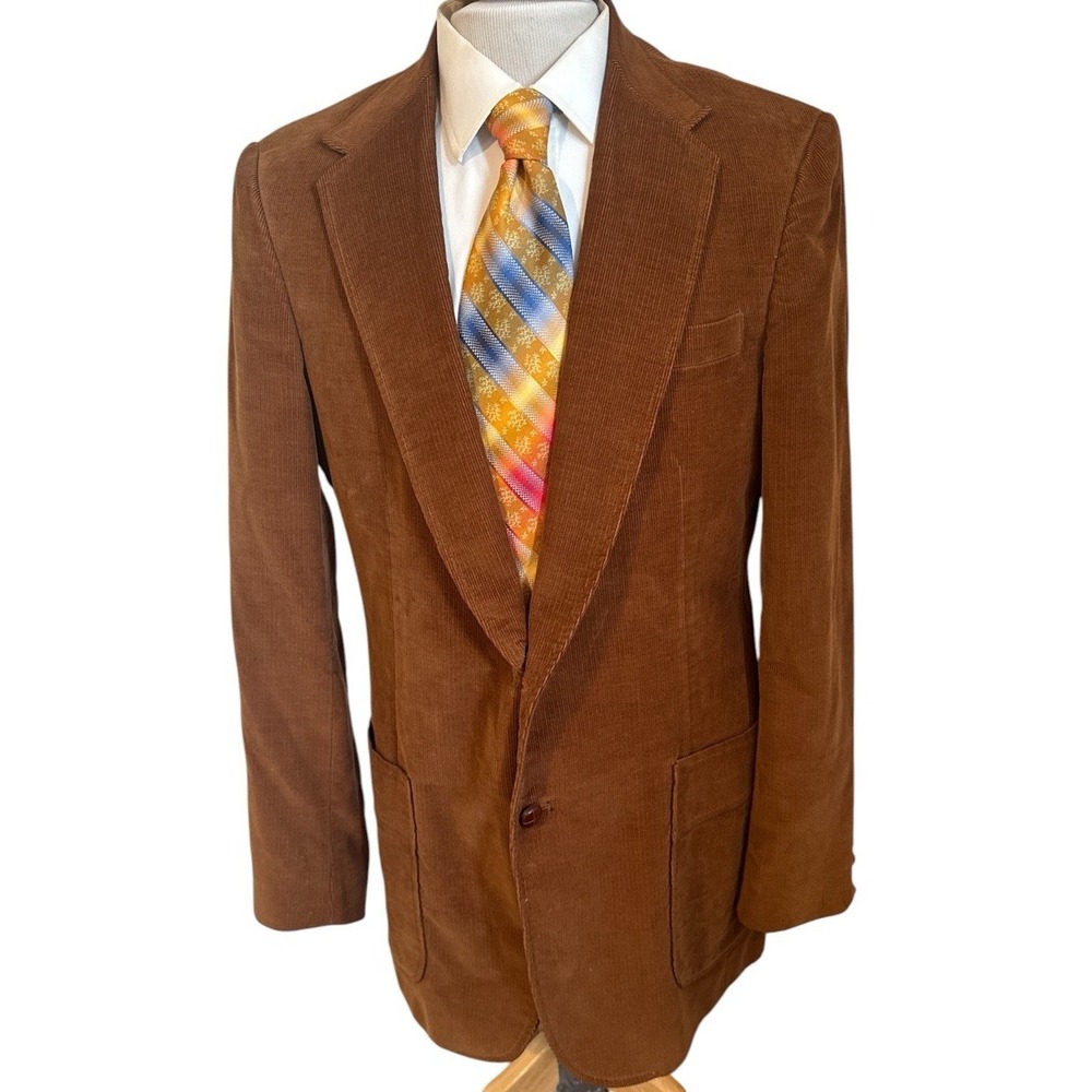 Men's Vintage Brown Corduroy Blazer Sport Coat Classic Tailored Jacket Sz 42L